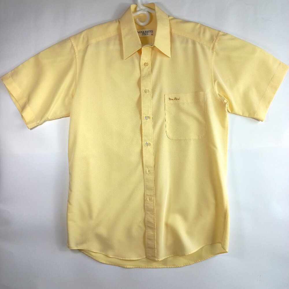 Nina ricci mens short sleeve shirt tshirt mens button up yellow gold paris 95